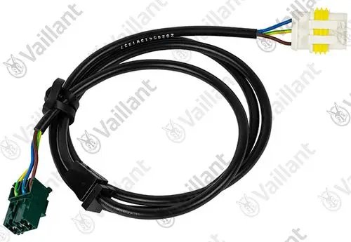 Kabel mit zwei Steckverbindern von Vaillant, verbunden durch mehrere Drähte in unterschiedlichen Farben, für den Einsatz in Heizsystemen oder ähnlichen Anwendungen.